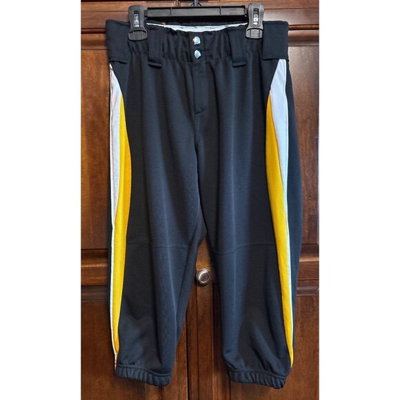 Softball Pants Black with yellow and white stripes Ladies M - Picture 1 of 11